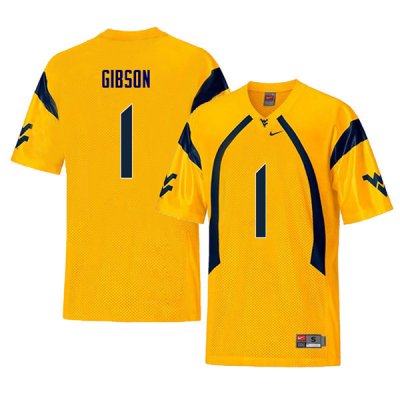 Men's West Virginia Mountaineers NCAA #1 Shelton Gibson Yellow Authentic Nike Retro Stitched College Football Jersey ZY15G20WB